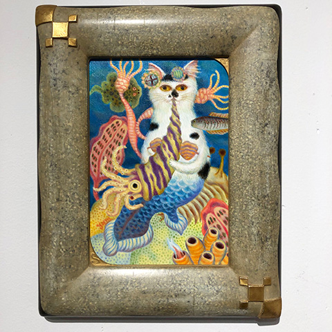 古代ヅラ猫魚　油彩