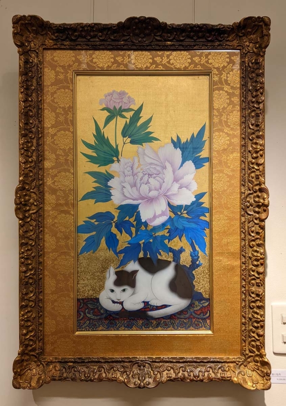 猫と牡丹